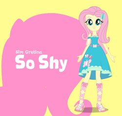 Size: 1000x952 | Tagged: safe, artist:edy_january, artist:sim gretina, derpibooru import, fluttershy, human, pegasus, better together, equestria girls, album, album cover, geode of fauna, hug, looking at you, magical geodes, music, pink background, simple background, so shy (album), song, yellow background, youtube, youtube link