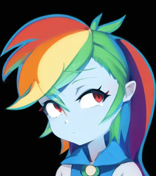 Size: 512x576 | Tagged: safe, derpibooru import, machine learning generated, rainbow dash, human, equestria girls, :i, anime, female, pinegraph, simple background