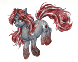 Size: 1794x1433 | Tagged: safe, artist:tigra0118, derpibooru import, oc, oc only, earth pony, pony, scar, simple background, solo, traditional art, white background