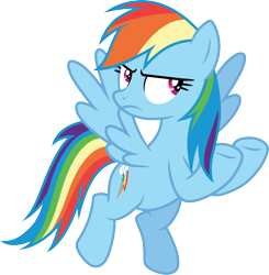 Size: 3000x3063 | Tagged: safe, artist:cloudyglow, derpibooru import, rainbow dash, pegasus, pony, daring doubt, female, high res, mare, simple background, solo, transparent background, vector