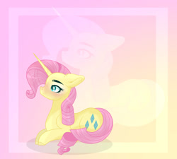 Size: 1600x1439 | Tagged: safe, artist:existencecosmos188, derpibooru import, fluttershy, rarity, pony, unicorn, female, fusion, lying down, mare, prone, zoom layer