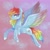 Size: 2048x2048 | Tagged: safe, artist:brot-art, derpibooru import, rainbow dash, pegasus, pony, female, flying, mare, profile, side view, smiling