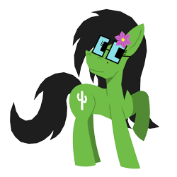 Size: 1000x1000 | Tagged: safe, artist:b-cacto, derpibooru import, oc, oc only, oc:prickly pears, earth pony, pony, 2023 community collab, derpibooru community collaboration, earth pony oc, flower, flower in hair, glasses, mole, simple background, solo, transparent background