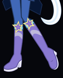 Size: 484x600 | Tagged: safe, derpibooru import, trixie, equestria girls, black background, boots, crystal guardian, high heel boots, legs, pictures of legs, shoes, simple background, solo