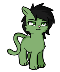 Size: 345x411 | Tagged: safe, artist:neuro, derpibooru import, oc, oc only, oc:anon filly, cat, catified, cheek fluff, female, filly, foal, simple background, solo, species swap, transparent background, unamused