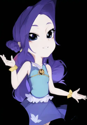 Size: 448x640 | Tagged: safe, derpibooru import, machine learning generated, rarity, human, equestria girls, anime, female, happy, pinegraph, simple background