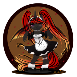 Size: 2048x2048 | Tagged: safe, artist:martazap3, derpibooru import, alicorn, semi-anthro, clothes, cute, female, maid, maid headdress, mare, ponytails, shoes, simple background, socks, solo, spread wings, transparent background, wings