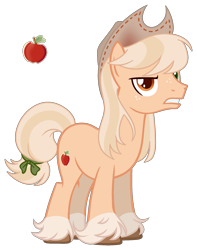 Size: 1520x1925 | Tagged: safe, artist:lanternik, derpibooru import, applejack, applejack (male), earth pony, pony, applejack's hat, base used, clothes, cowboy hat, frown, hat, male, redesign, rule 63, simple background, solo, stallion, stetson, transparent background, unshorn fetlocks