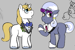 Size: 523x352 | Tagged: safe, artist:dsstoner, hoity toity, prince blueblood, earth pony, pony, unicorn, aggie.io, bowtie, clothes, colt, colt hoity toity, colt prince blueblood, duo, duo male, foal, glasses, male, missing cutie mark, no cutie marks yet, sunglasses, younger