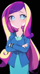 Size: 384x704 | Tagged: safe, derpibooru import, machine learning generated, dean cadance, princess cadance, human, equestria girls, anime, female, pinegraph, simple background