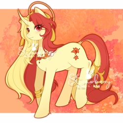 Size: 2048x2048 | Tagged: safe, artist:tabithaqu, derpibooru import, oc, oc only, pony, unicorn, curved horn, female, halo, horn, mare, solo, unicorn oc