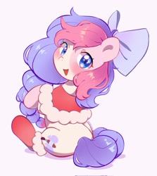 Size: 1823x2048 | Tagged: safe, artist:cherrnichka, derpibooru import, oc, oc only, earth pony, bow, christmas, christmas stocking, earth pony oc, hair bow, holiday, solo