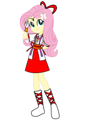 Size: 1280x1814 | Tagged: safe, artist:omegaridersangou, derpibooru import, fluttershy, human, better together, equestria girls, clothes, clothes swap, female, kaitou jeanne, phantom thief jeanne, simple background, solo, transparent background, uniform