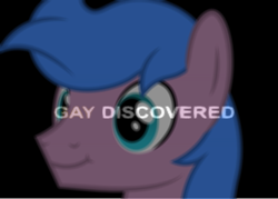 Size: 841x601 | Tagged: safe, artist:rolibibi_2, derpibooru import, editor:electricrodent, oc, oc only, oc:mach mocha, earth pony, black background, earth pony oc, male, shitposting, simple background, smiling, solo, text