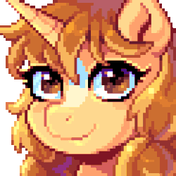 Size: 320x320 | Tagged: safe, artist:hikkage, derpibooru import, oc, oc only, oc:morning latte, pony, unicorn, animated, bust, ear flick, female, gif, horn, icon, looking at you, mare, pigtails, pixel art, portrait, simple background, smiling, solo, transparent background, unicorn oc