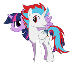 Size: 680x622 | Tagged: artist needed, source needed, safe, derpibooru import, edit, edited screencap, screencap, twilight sparkle, twilight sparkle (alicorn), oc, oc:solar eclipse, alicorn, pony, 2023 community collab, alicorn oc, background removed, community collab, conjoined, derpibooru community collaboration, horn, not a vector, not zipp storm, vector, wings