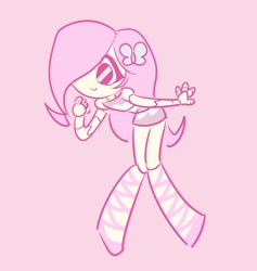 Size: 1072x1129 | Tagged: safe, artist:rileyav, derpibooru import, fluttershy, robot, equestria girls, crossover, cute, female, gynoid, jenny wakeman, my life as a teenage robot, pink background, roboticization, shyabetes, simple background, smiling, soft color, solo