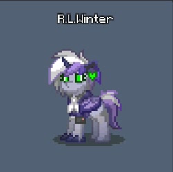 Size: 832x830 | Tagged: safe, artist:eight cat, derpibooru import, oc, oc:rankin lucas winter, oc:roltyas, alicorn, cyborg, pony, comic:public using character, cyborg pony, female, mare, pony town