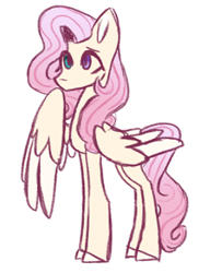 Size: 360x444 | Tagged: safe, artist:butterfly-mak, derpibooru import, oc, oc only, oc:orchid monandra, pegasus, pony, colored ears, colored hooves, female, heterochromia, long legs, magical lesbian spawn, mare, no mouth, offspring, parent:fleur-de-lis, parent:fluttershy, parents:flutter de lis, pegasus oc, simple background, solo, tall, white background