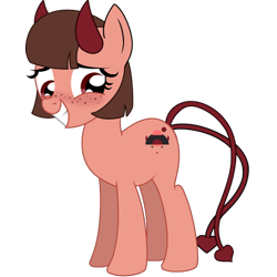 Size: 1200x1200 | Tagged: safe, artist:cdv, derpibooru exclusive, derpibooru import, oc, oc only, oc:akiko, pony, succubus, 2023 community collab, derpibooru community collaboration, freckles, simple background, smiling, solo, transparent background