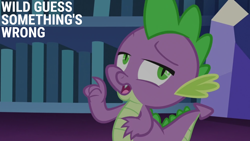 Size: 1920x1080 | Tagged: safe, derpibooru import, edit, edited screencap, editor:quoterific, screencap, spike, dragon, celestial advice, season 7, looking back, looking up, male, open mouth, reaction image, solo