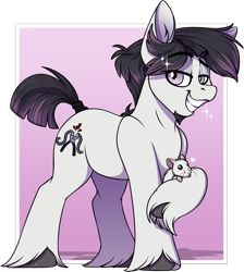 Size: 1226x1367 | Tagged: safe, artist:notetaker, derpibooru import, oc, oc only, oc:tripwire, earth pony, hamster, pony, looking at you, male, pet, raised hoof, raised leg, stallion, unshorn fetlocks