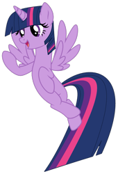 Size: 1431x2103 | Tagged: safe, artist:bomberchif, artist:twilyisbestpone, derpibooru import, twilight sparkle, twilight sparkle (alicorn), alicorn, pony, base used, cute, female, flying, long tail, mare, open mouth, open smile, pegasus wings, simple background, smiling, solo, spread wings, tail, transparent background, twiabetes, wings