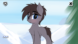 Size: 3840x2160 | Tagged: safe, artist:twiren, derpibooru import, screencap, oc, oc only, earth pony, pony, art pack:winter warm up, art pack, blue eyes, brown coat, brown mane, chest fluff, cute, earth pony oc, male, ocbetes, solo