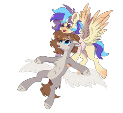 Size: 1652x1526 | Tagged: safe, artist:lambydwight, derpibooru import, oc, oc:nighty nap, pegasus, pony, 2023 community collab, chest fluff, derpibooru community collaboration, duo, pegasus oc, ponysona, simple background, transparent background