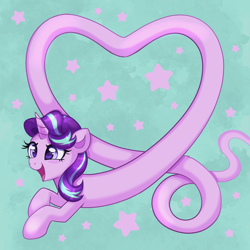 Size: 2000x2000 | Tagged: safe, artist:confetticakez, derpibooru import, starlight glimmer, pony, unicorn, cute, doodle, female, glimmerbetes, heart, high res, long glimmer, long pony, mare, open mouth, open smile, smiling, solo, stars