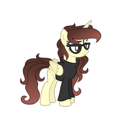 Size: 1353x1305 | Tagged: safe, artist:darbypop1, derpibooru import, oc, oc only, oc:darby, alicorn, pony, alicorn oc, female, glasses, horn, mare, simple background, solo, transparent background, wings