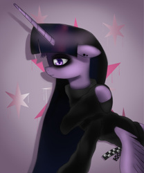 Size: 5000x6000 | Tagged: safe, artist:gentleshy, derpibooru import, twilight sparkle, twilight sparkle (alicorn), alicorn, pony, clothes, emo, emo twilight, solo, sweater, upscaled