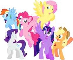 Size: 1920x1573 | Tagged: safe, alternate version, artist:alexdti, derpibooru import, applejack, fluttershy, pinkie pie, rainbow dash, rarity, twilight sparkle, twilight sparkle (alicorn), alicorn, pony, mane six, simple background, transparent background