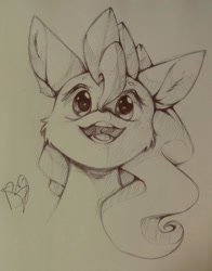 Size: 1059x1348 | Tagged: safe, artist:prettyshinegp, derpibooru import, pinkie pie, earth pony, pony, :d, bust, ear fluff, ears, female, mare, open mouth, open smile, signature, smiling, solo, traditional art