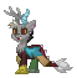 Size: 248x252 | Tagged: safe, derpibooru import, discord, draconequus, g4, animated, gif, male, pixel art, pony town, simple background, solo, transparent background, walk cycle, walking