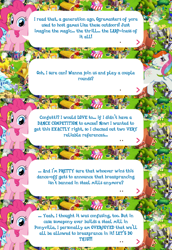 Size: 2048x2983 | Tagged: safe, derpibooru import, idw, confetti (g1), pinkie pie, earth pony, pony, g1, g4, bow, dialogue, dialogue box, english, female, gameloft, idw showified, mare, mobile game, my little pony: magic princess, official, tail, tail bow, text