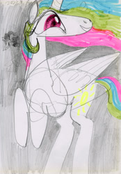 Size: 2788x4000 | Tagged: safe, artist:ja0822ck, derpibooru import, princess celestia, alicorn, pony, female, mare, solo, traditional art