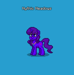 Size: 383x386 | Tagged: safe, derpibooru import, oc, oc only, oc:mythic meadows, pony, unicorn, blue background, female, horn, jewelry, necklace, pony town, simple background, solo, unicorn oc