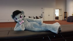 Size: 1024x576 | Tagged: dead source, safe, artist:atalonthedeer, derpibooru import, octavia melody, anthro, earth pony, human, pony, g4, 2015, bedroom eyes, convention, draw me like one of your french girls, flirting, flirty pose, fursuit, horseshoes, irl, irl human, looking at you, lying down, on side, photo, ponysuit, solo, underhoof