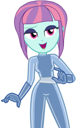 Size: 1280x2074 | Tagged: safe, artist:ravenwolf-bases, derpibooru import, sunny flare, human, equestria girls, catsuit, latex, looking to side, looking to the right, simple background, solo, totally spies, white background