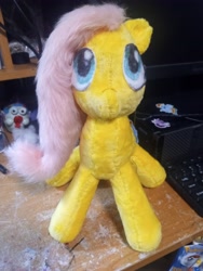 Size: 3120x4160 | Tagged: safe, artist:4agonism, derpibooru import, fluttershy, pony, faux fur, female, front view, handmade, irl, looking at you, photo, plushie, solo, standing