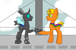 Size: 2550x1692 | Tagged: safe, artist:riley23, derpibooru import, oc, oc:riley, changeling, pony, unicorn, gay, love, male