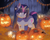 Size: 2500x2000 | Tagged: safe, artist:ponchik_art, derpibooru import, twilight sparkle, unicorn twilight, pony, spider, unicorn, autumn, bow, bush, candle, candy, chest fluff, cute, detailed background, ear fluff, ears, female, food, forest, hair bow, halloween, holiday, jack-o-lantern, looking at you, mare, pumpkin, skull, smiling, smiling at you, solo, sparkles, tree, twiabetes