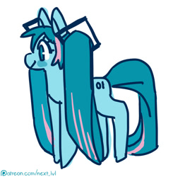 Size: 700x715 | Tagged: safe, artist:next-lvl, derpibooru import, pony, anime, hatsune miku, kotobukiya, kotobukiya hatsune miku pony, ponified, simple background, solo, species swap, vocaloid, white background