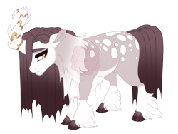 Size: 3600x2700 | Tagged: safe, artist:gigason, derpibooru import, oc, oc:north, hybrid, pony, chest fluff, chin fluff, coat markings, colored hooves, curved horn, dappled, female, frown, golden eyes, gradient mane, gradient tail, hoof polish, horn, hybrid oc, kirin hybrid, lidded eyes, looking away, mare, pale belly, parent:oc:wisteria, parent:trouble shoes, parents:canon x oc, simple background, socks (coat marking), solo, standing, tail, transparent background, unshorn fetlocks