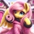 Size: 1024x1024 | Tagged: safe, ai content, machine learning generated, fluttershy, pegasus, pony, bing, clothes, female, fluffy, hoof on cheek, mare, ponyville, snow, solo, winter outfit