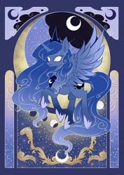 Size: 2894x4093 | Tagged: safe, artist:co306012, derpibooru import, princess luna, alicorn, pony, jewelry, regalia, smiling, solo, spread wings, wings