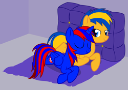 Size: 1982x1400 | Tagged: safe, artist:stephen-fisher, derpibooru import, oc, oc only, oc:flare spark, oc:stephen (stephen-fisher), alicorn, pegasus, female, male, sleeping