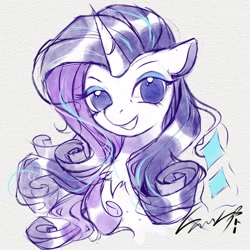 Size: 2048x2048 | Tagged: safe, artist:co306012, derpibooru import, rarity, pony, unicorn, bust, female, looking at you, mare, open mouth, open smile, simple background, smiling, smiling at you, solo, white background