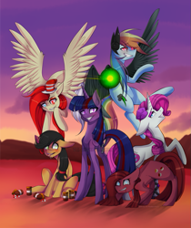 Size: 749x892 | Tagged: source needed, safe, artist:xscarywaysx, derpibooru import, applejack, fluttershy, pinkie pie, rainbow dash, rarity, twilight sparkle, pony, applepills, brutalight sparcake, elements of insanity, fluttershout, mane six, pills, pinkis cupcake, rainbine, rarifruit